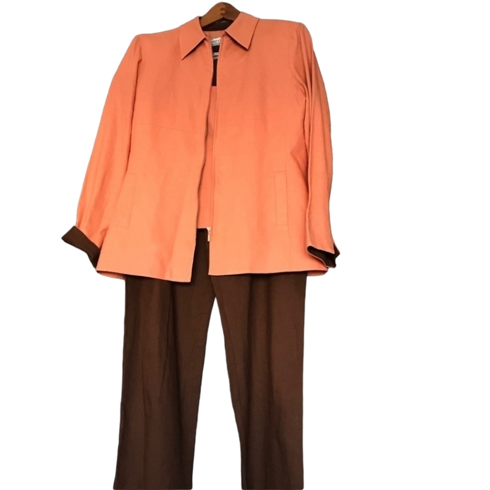 Jessica Howard Rust, Orange, Brown blazer ensemble with oversized blazer size 10